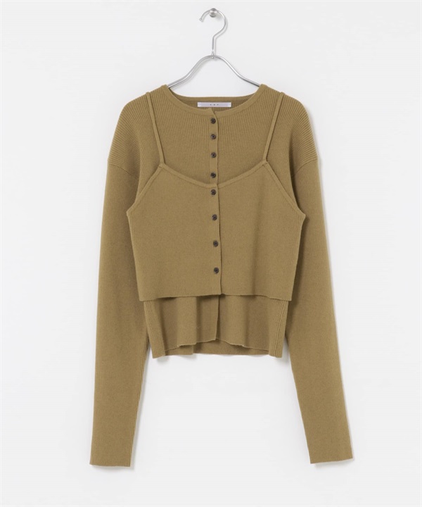 【成套組合】針織背心 × 針織衫(肉桂色-one-其他膚色)