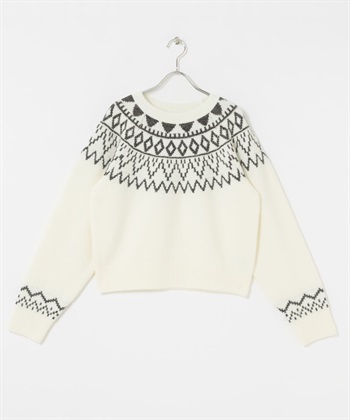 北歐風織紋針織衫(象牙白-one-IVORY)