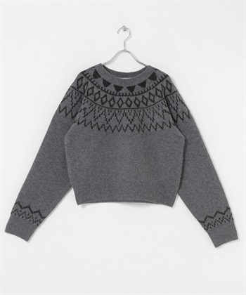 北歐風織紋針織衫(灰色-one-GRAY)