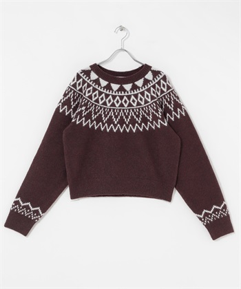 北歐風織紋針織衫(酒紅色-one-BORDEAUX)