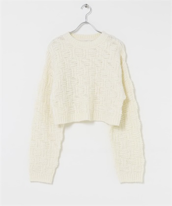 網格紋針織衫(象牙白-36-IVORY)