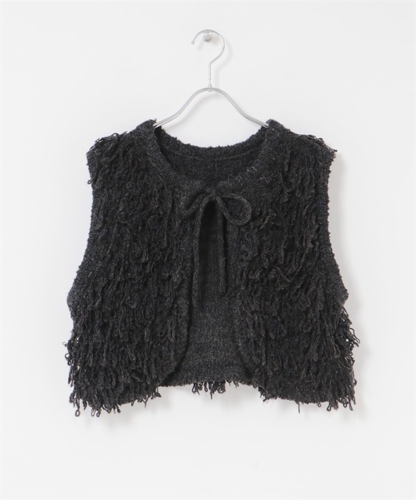 毛圈紗針織背心(炭灰色-one-CHARCOAL GRAY)