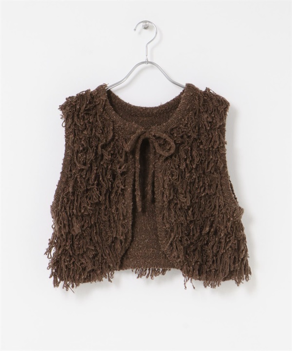 毛圈紗針織背心(棕色-one-BROWN)