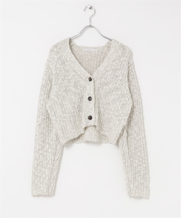 混粗節紗短版開襟衫(象牙白-one-其他白色)