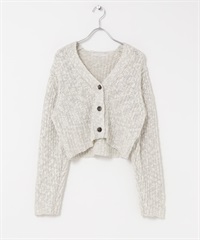 混粗節紗短版開襟衫(象牙白-one-其他白色)