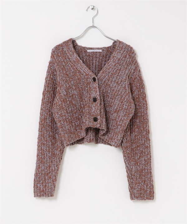 混粗節紗短版開襟衫(棕色-one-其他棕色)