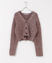 混粗節紗短版開襟衫(棕色-one-其他棕色)