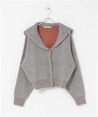 緹花水手領開襟衫(灰色x橘色-one-GRAY)