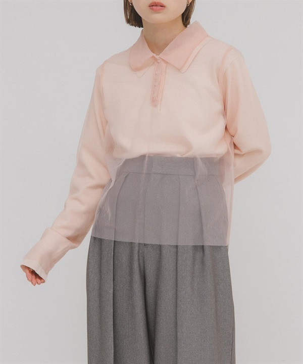 薄紗層次針織襯衫