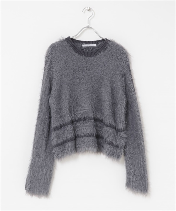 線條設計絨毛針織衫(炭灰色-one-CHARCOAL GRAY)