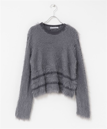 線條設計絨毛針織衫(炭灰色-one-CHARCOAL GRAY)