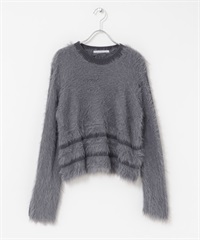 線條設計絨毛針織衫(炭灰色-one-CHARCOAL GRAY)