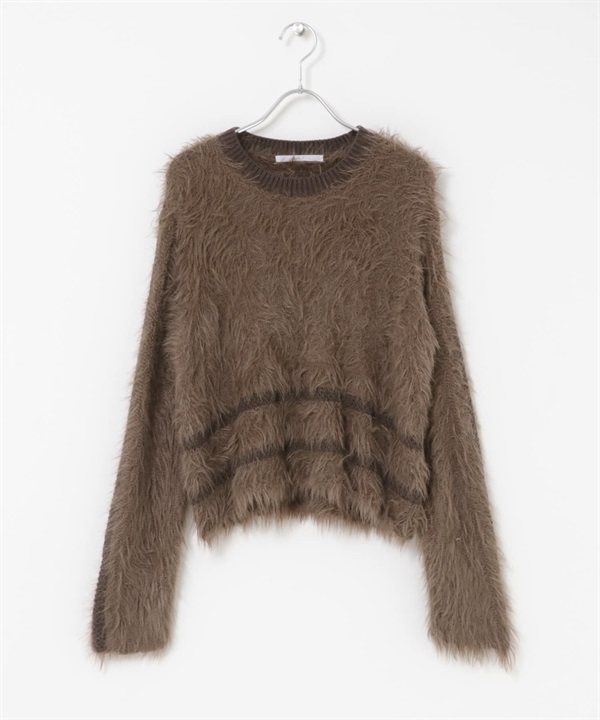 線條設計絨毛針織衫(棕色-one-BROWN)