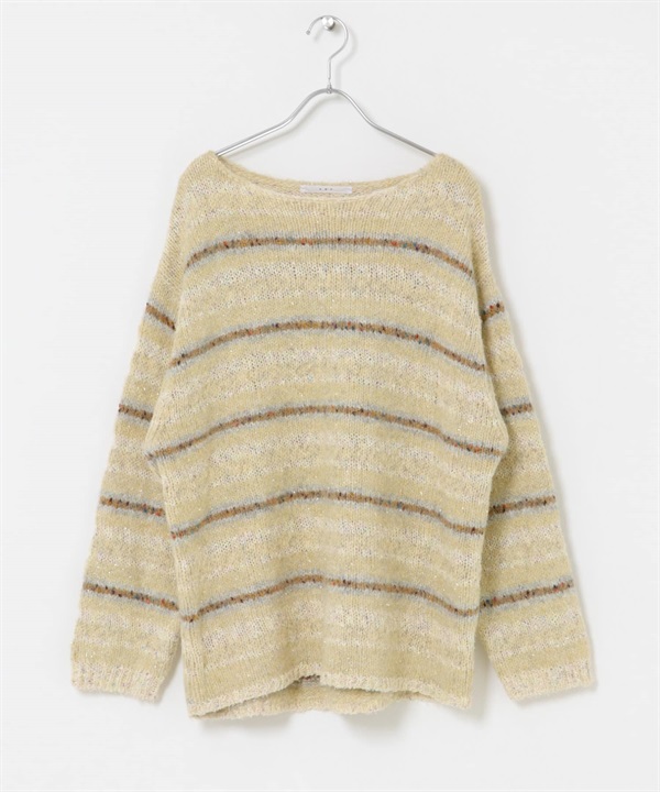 多彩橫紋寬鬆針織衫(象牙白-one-其他白色)