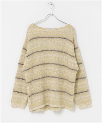 多彩橫紋寬鬆針織衫(象牙白-one-其他白色)