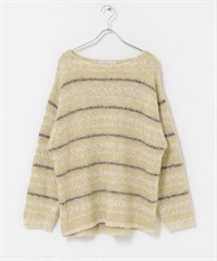 多彩橫紋寬鬆針織衫(象牙白-one-其他白色)