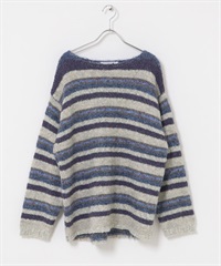 多彩橫紋寬鬆針織衫(藍色-one-其他藍色)