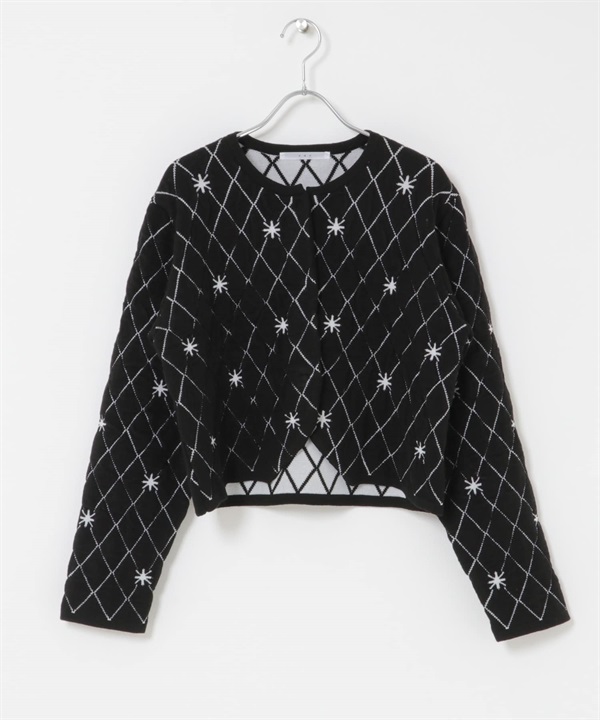 絎縫短版開襟衫(黑色-one-BLACK)