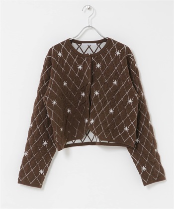 絎縫短版開襟衫(棕色-one-BROWN)