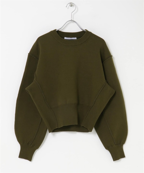 大學T設計針織衫(卡其綠-one-KHAKI)