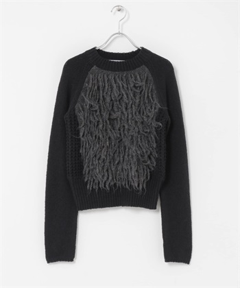 短版流蘇針織衫(炭灰色-one-CHARCOAL GRAY)