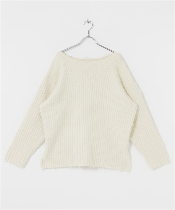 絨毛寬鬆羅紋針織衫(象牙白-one-IVORY)