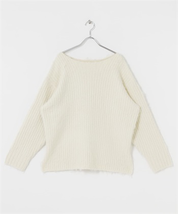 絨毛寬鬆羅紋針織衫(象牙白-one-IVORY)