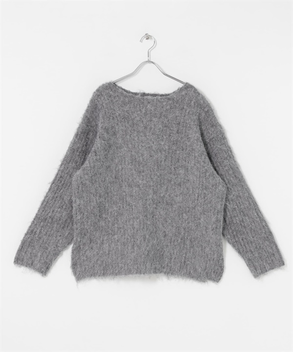 絨毛寬鬆羅紋針織衫(灰色-one-GRAY)