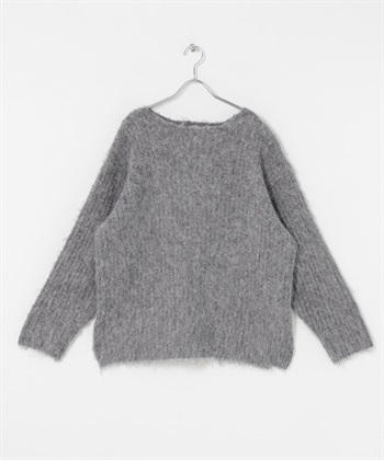 絨毛寬鬆羅紋針織衫(灰色-one-GRAY)
