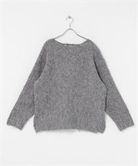 絨毛寬鬆羅紋針織衫(灰色-one-GRAY)