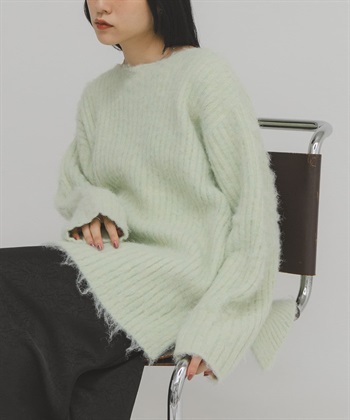 絨毛寬鬆羅紋針織衫