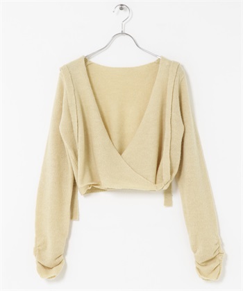 圍裹式短版針織衫(淺膚色-one-L.BEIGE)