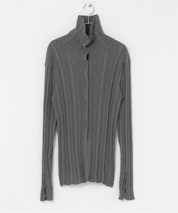 鈕扣設計不規則羅紋針織衫(炭灰色-one-CHARCOAL GRAY)
