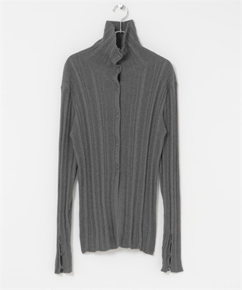 鈕扣設計不規則羅紋針織衫(炭灰色-one-CHARCOAL GRAY)