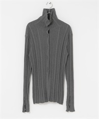 鈕扣設計不規則羅紋針織衫(炭灰色-one-CHARCOAL GRAY)