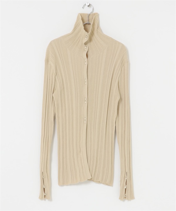 鈕扣設計不規則羅紋針織衫(淺膚色-one-L.BEIGE)