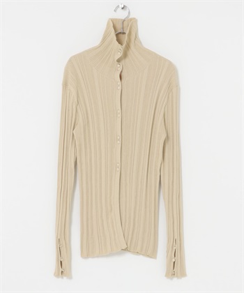 鈕扣設計不規則羅紋針織衫(淺膚色-one-L.BEIGE)