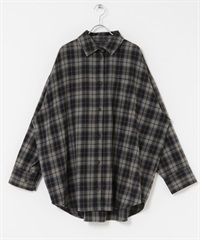 格紋寬版襯衫(炭灰色-one-其他灰色)