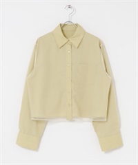 薄紗層次短版襯衫(淺卡其綠-one-LIGHT KHAKI)
