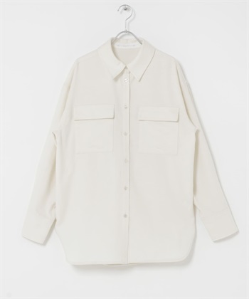 混羊毛寬鬆襯衫(象牙白-one-IVORY)