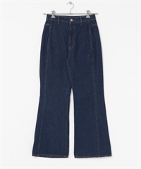 口袋設計牛仔喇叭褲(藍色-36-BLUE)