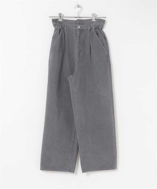 荷葉腰頭斜紋長褲(灰色-one-GRAY)