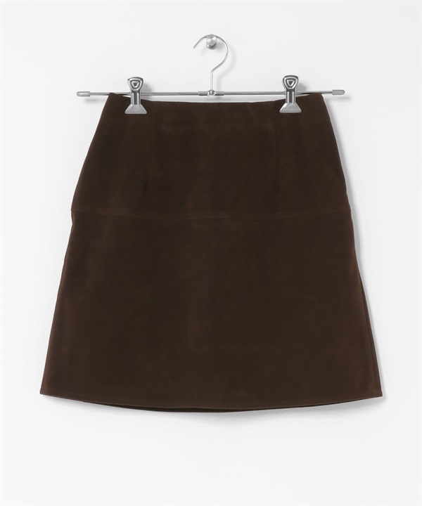 仿麂皮A字迷你裙(深棕色-one-DARK BROWN)