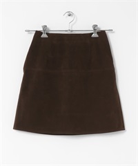 仿麂皮A字迷你裙(深棕色-one-DARK BROWN)
