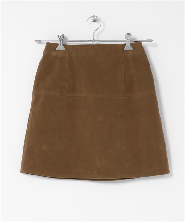仿麂皮A字迷你裙(駝色-one-CAMEL)