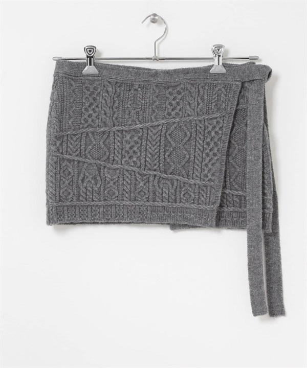 拼接麻花圍裹裙(灰色-one-GRAY)