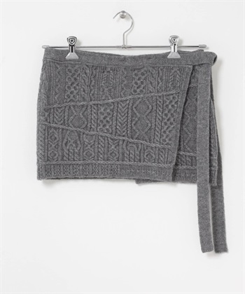 拼接麻花圍裹裙(灰色-one-GRAY)