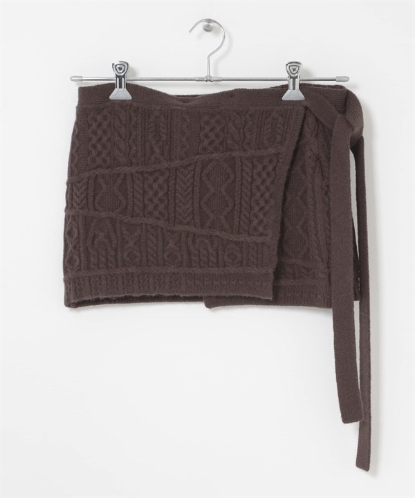 拼接麻花圍裹裙(棕色-one-BROWN)