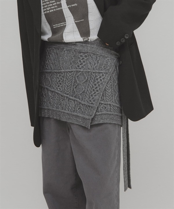 拼接麻花圍裹裙