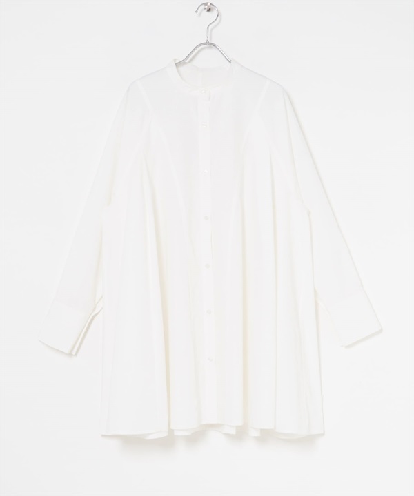 寬版傘狀迷你襯衫洋裝(米色-one-OFF WHITE)